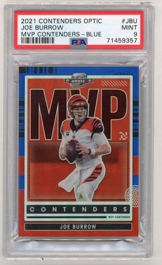 2021 Panini Contenders Optic Joe Burrow MVP Contenders #JBU - Blue #/99 Bengals