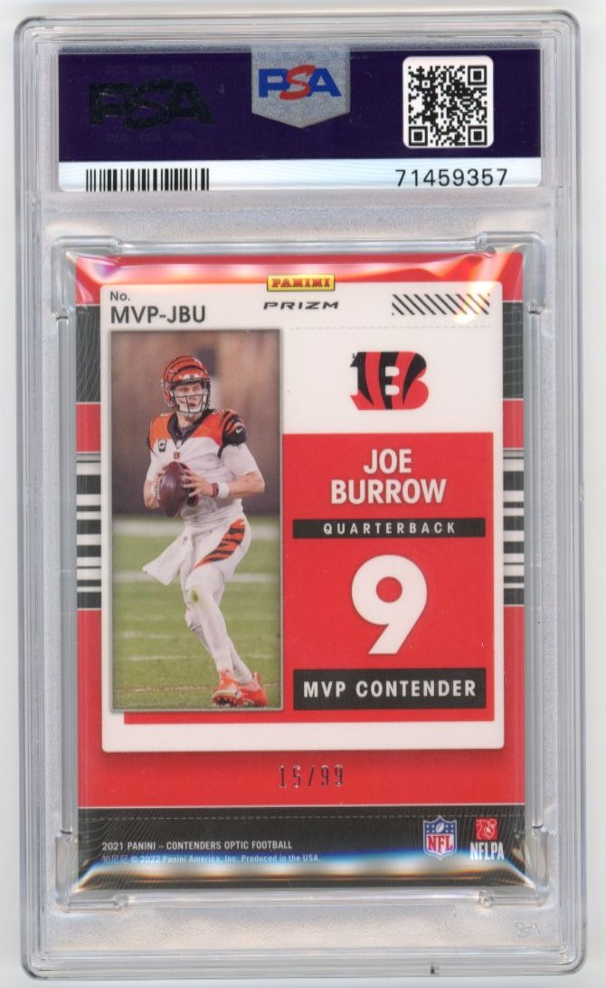 2021 Panini Contenders Optic Joe Burrow MVP Contenders #JBU - Blue #/99 Bengals