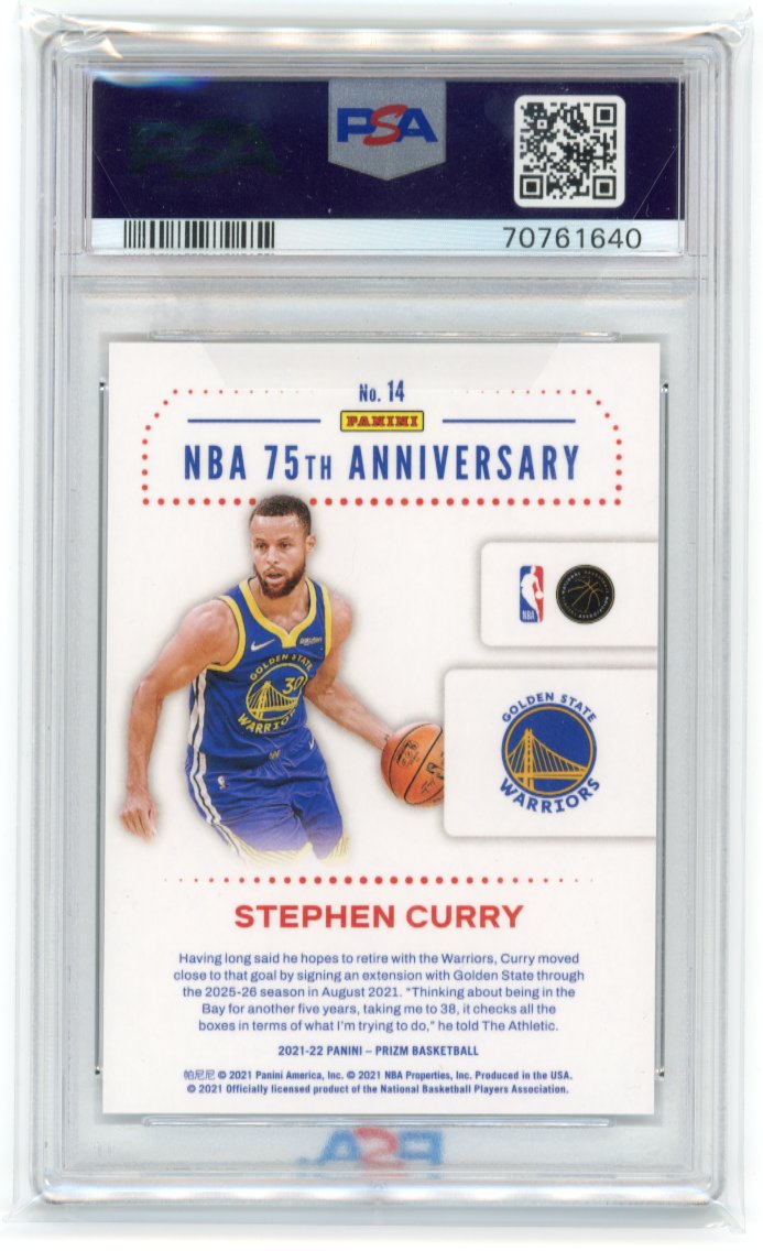 2021 Panini Prizm Stephen Curry 75th Anniversary #14 - PSA 9