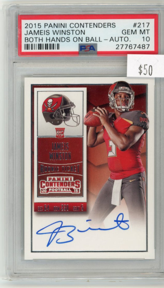 2015 Panini Contenders Jameis Winston Rookie Ticket RC #217 - PSA 10 Buccaneers