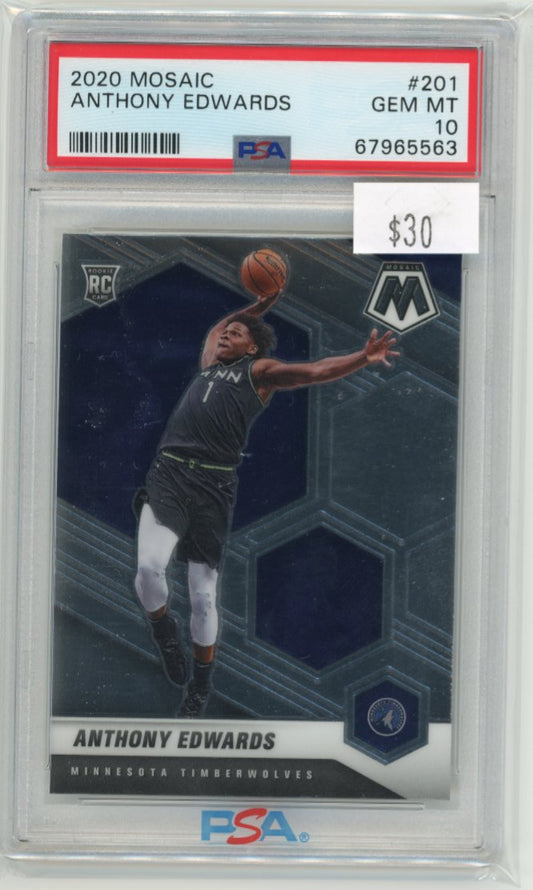 2020 Panini Mosaic Anthony Edwards RC #201 - PSA 10 Timberwolves