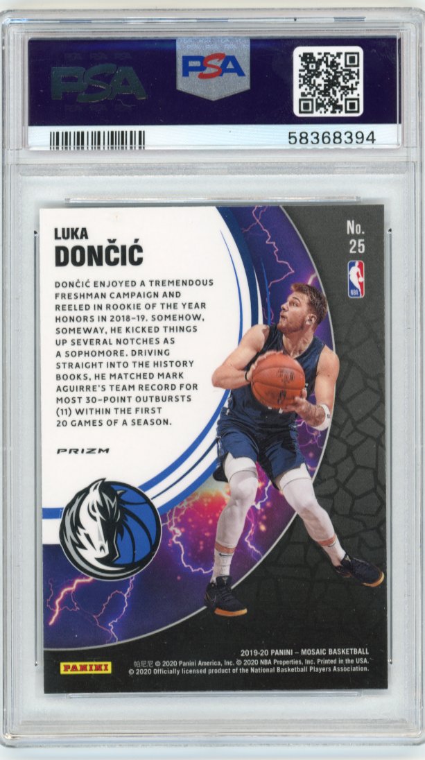 2019/20 Panini Mosaic Luka Doncic #25 - Overdrive Mosaic PSA 10 Mavericks