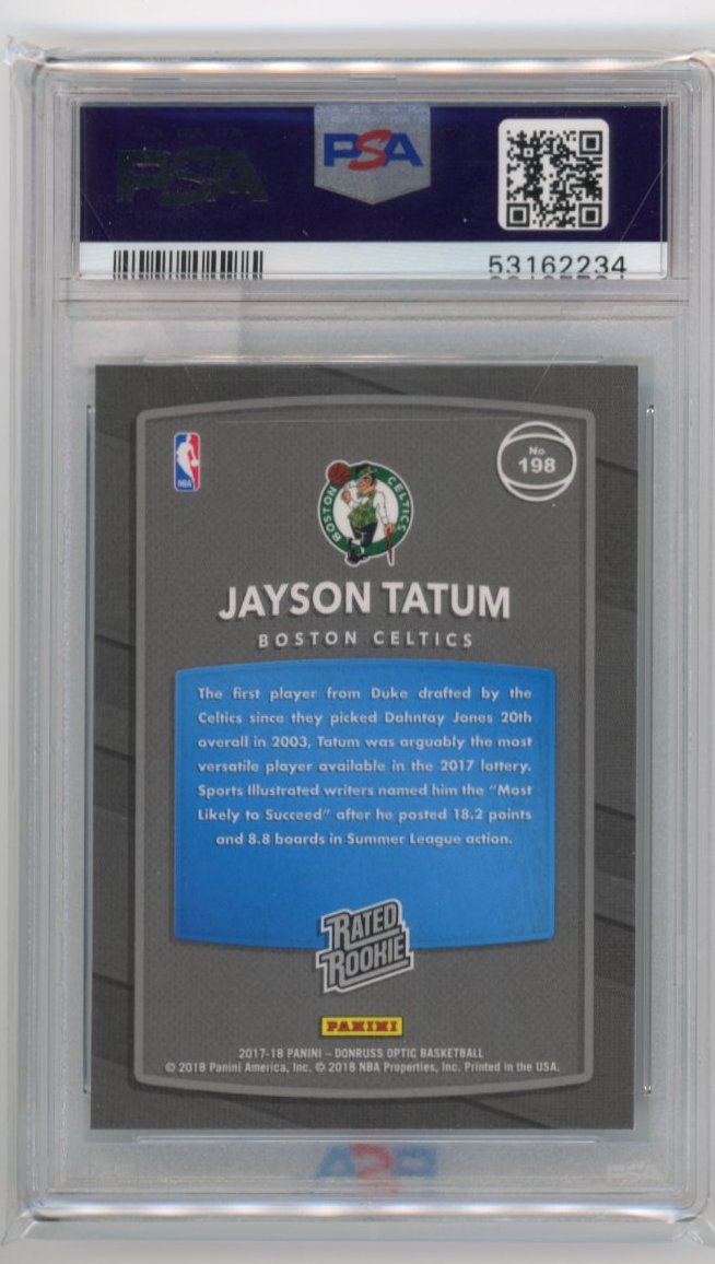 2017/18 Panini Donruss Optic Jayson Tatum Rated Rookie #198 - PSA 9 Celtics