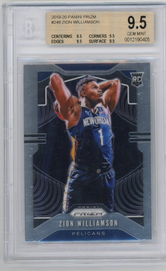 2019/20 Panini Prizm Zion Williamson RC #248 - Beckett 9.5 Pelicans