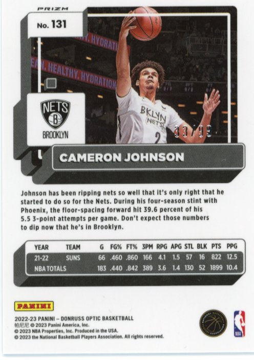 2022/23 Panini Donruss Optic Cameron Johnson - #/99 Glitter Nets