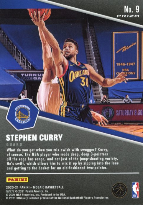 2020/21 Panini Mosaic Stephen Curry #9 - Swagger Mosaic Warriors