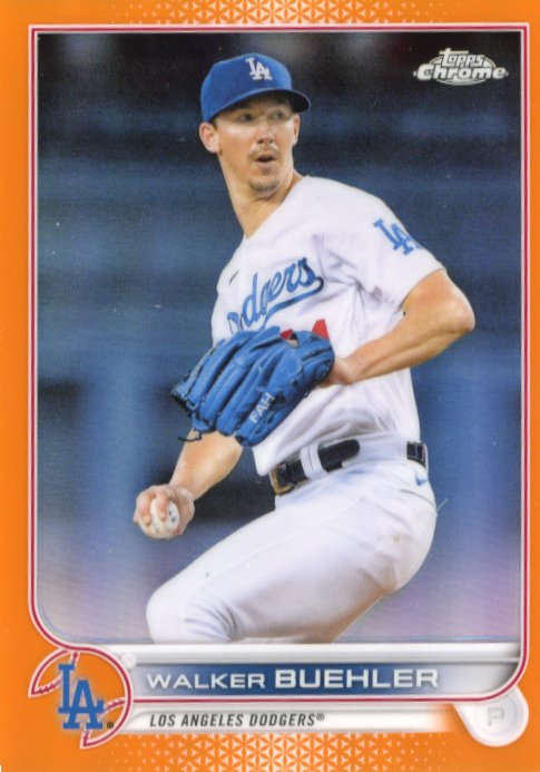 2022 Topps Chrome Walker Buehler #123 - #/25 Orange Dodgers