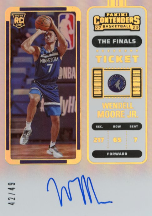 2022/23 Panini Contenders The Finals Ticket Wendell Moore Jr. RC #103 - #/49 Autograph Timberwolves