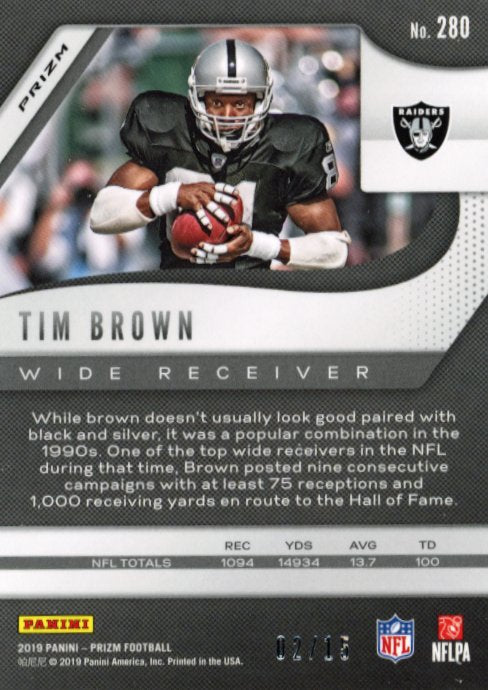 2019 Panini Prizm Tim Brown #280 - #/15 Red Shimmer Raiders