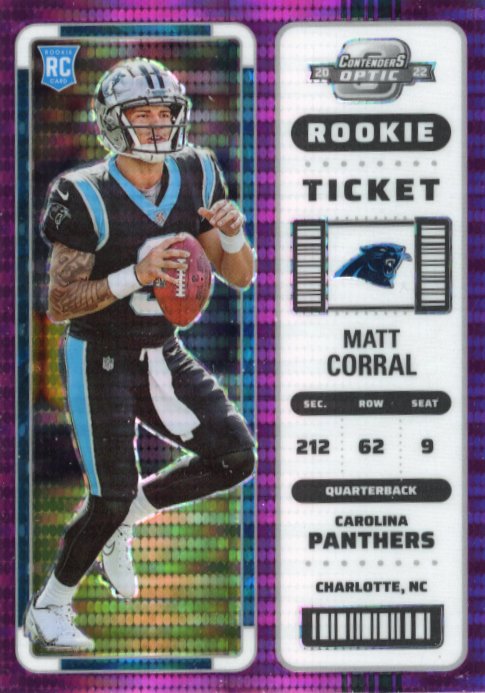 2022 Panini Contenders Optic Matt Corral Rookie Ticket #87 - #/26 Purple Pulsar