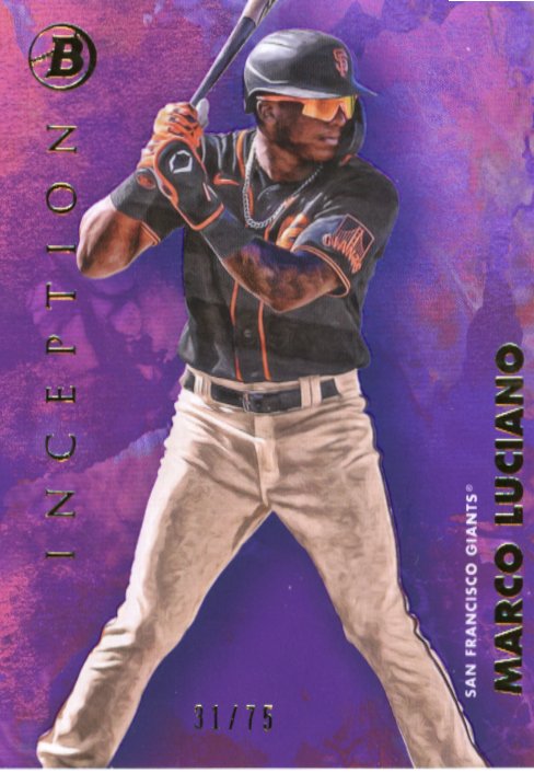 2021 Bowman Inception Marco Luciano #75 - #/75 Purple Giants