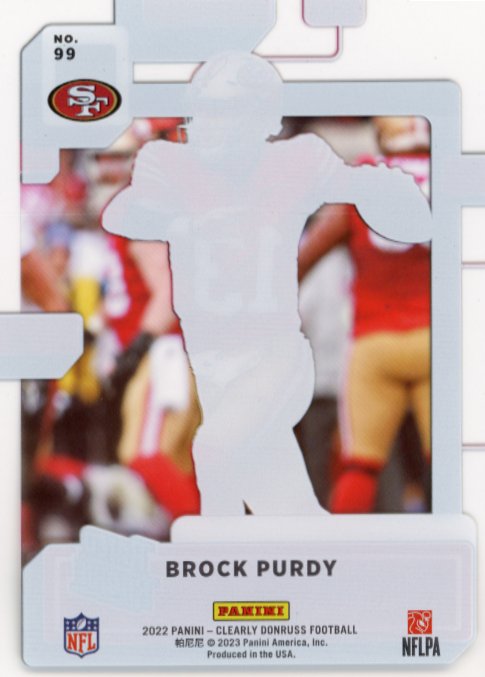 2022 Panini Clearly Donruss Brock Purdy Rated Rookie #99 - 49ers