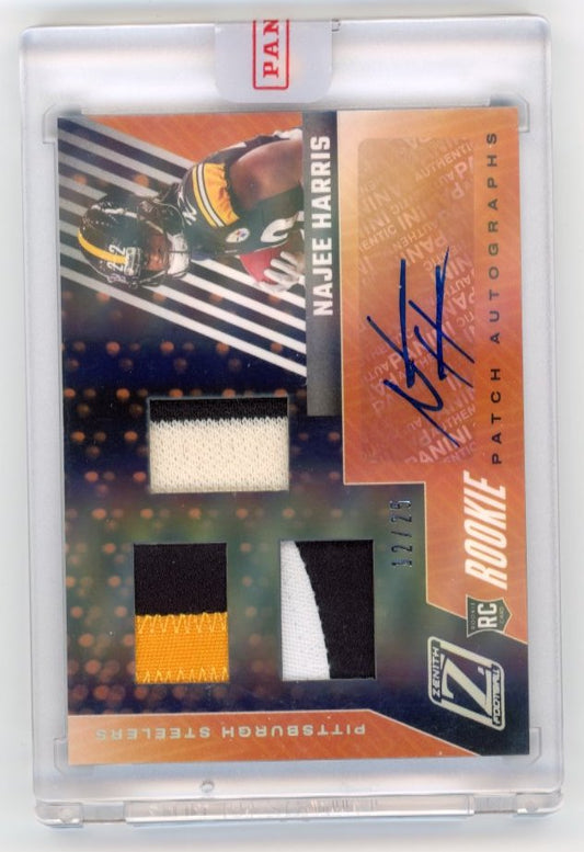 2021 Panini Zenith Najee Harris RC #89 - Triple Relic Autograph #/25 Steelers