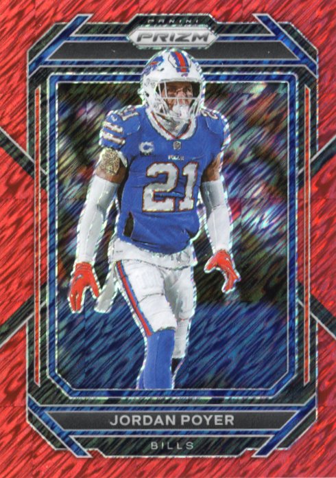 2022 Panini Prizm Jordan Poyer #35 - #/35 Red Shimmer Bills