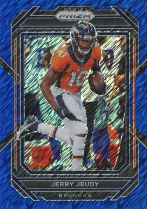 2022 Panini Prizm Jerry Jeudy #89 - #/25 Blue Shimmer Broncos