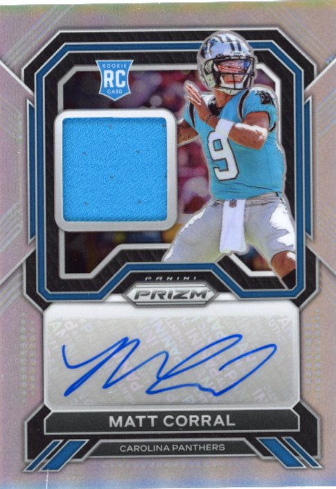 2022 Panini Prizm Matt Corral RC #RPA-MC - #/99 Silver Patch Autograph Panthers