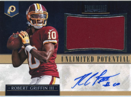 2012 Panini Prominence Unlimited Potential Robert Griffin III #29 - #/25 Patch Autograph Commanders