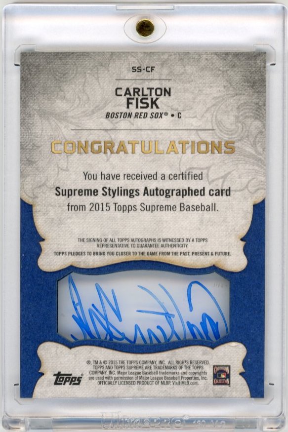 2015 Topps Supreme Stylings Carlton Fisk #SS-CF - #/32 Autograph Red Sox