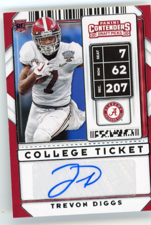 2020 Panini Contenders Draft Picks Trevon Diggs College Ticket RC #167 - Autograph Cowboys