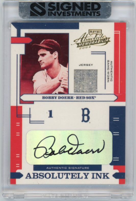 2004 Panini Absolute Bobby Doerr Absolutely Ink #AI-21 - #/100 Patch Autograph Red Sox