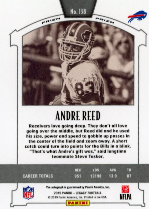 2019 Panini Legacy Andre Reed Legends #138 - Autograph Bills