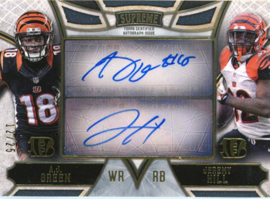 2015 Topps Supreme A.J Green & Jeremy Hill #SDA-GHI - #/25 Dual Autograph Bengals