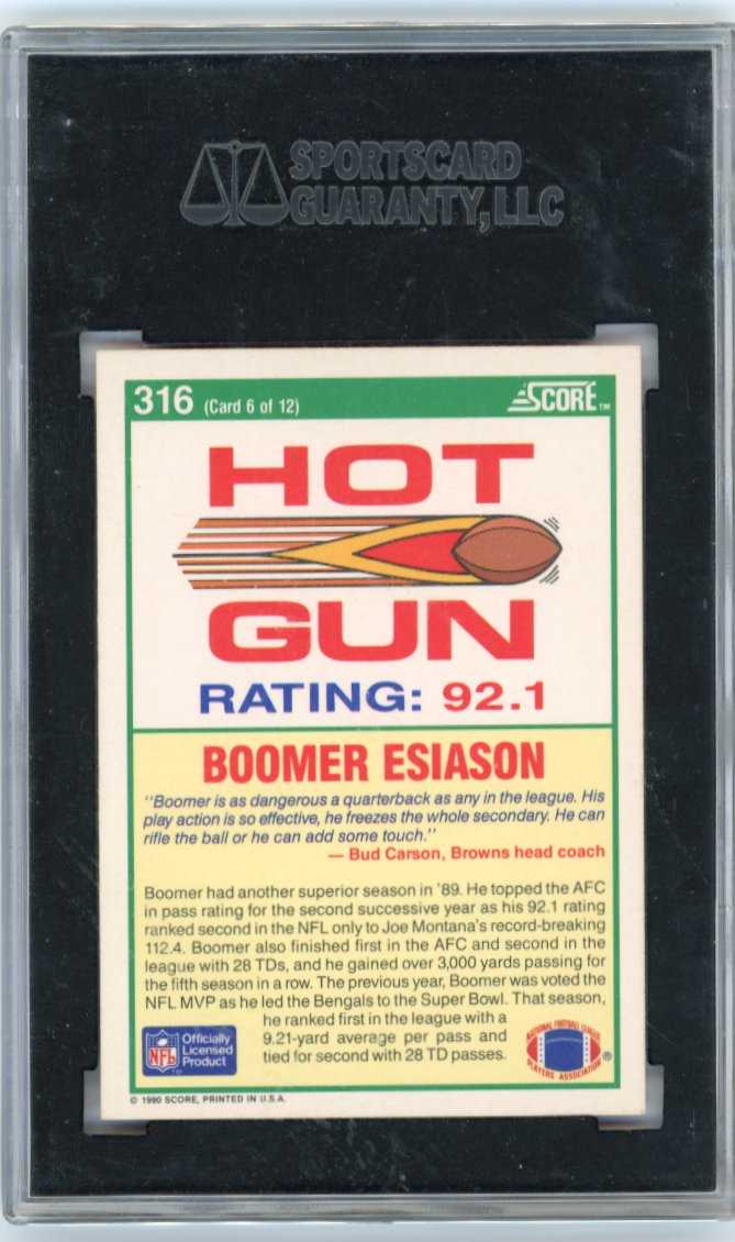 1990 Score Boomer Esiason Hot Gun #316 - Autograph SGC Authentic