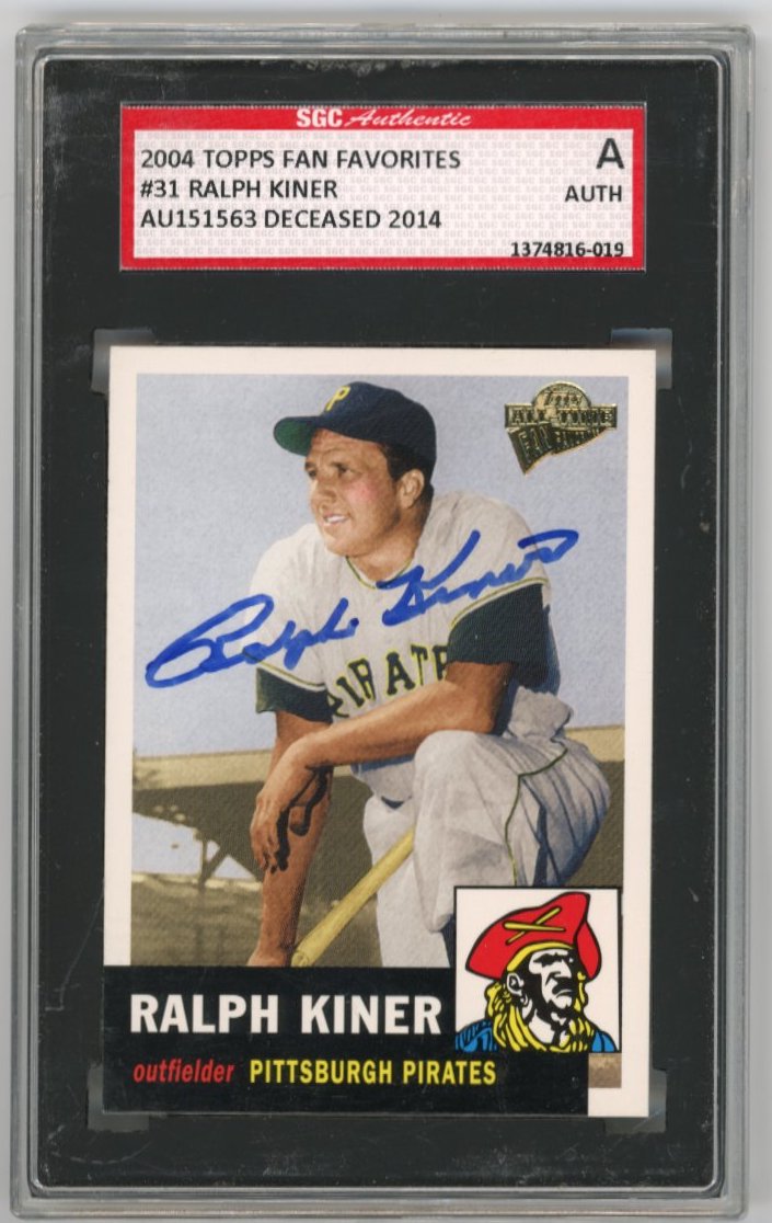 2004 Topps All-Time Fan Favorites Ralph Kiner #31 - Autograph Pirates SGC Authentic
