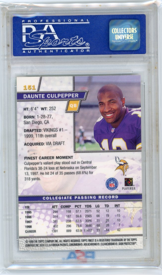 1999 Topps Finest Daunte Culpepper Rookies RC #151 - PSA 10