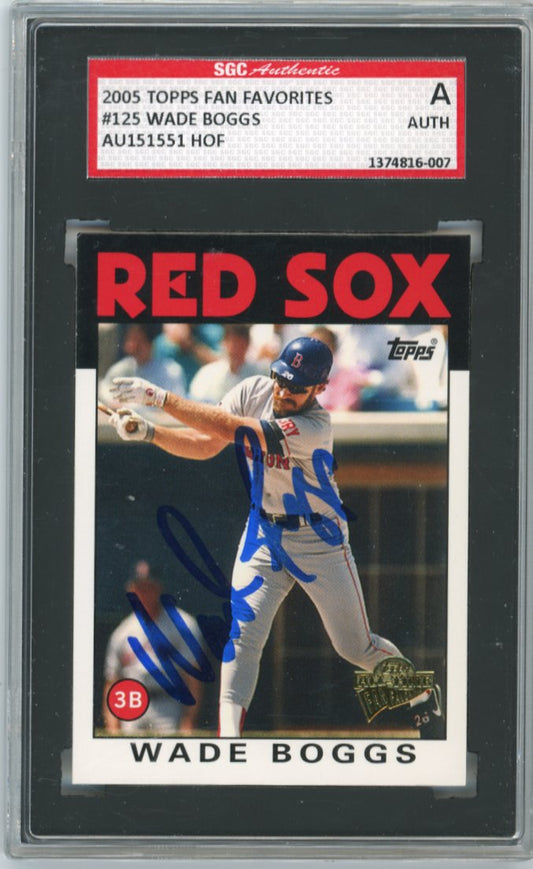 2005 Topps All-Time Fan Favorites Wade Boggs #125 - Autograph Red Sox SGC Authentic