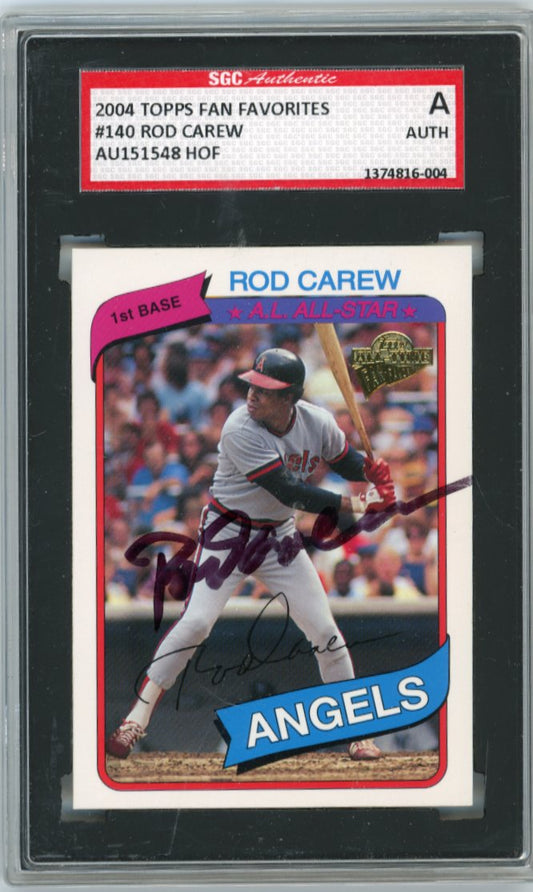 2004 Topps All-Time Fan Favorites Rod Carew # 140 - Autograph Angels SGC Authentic