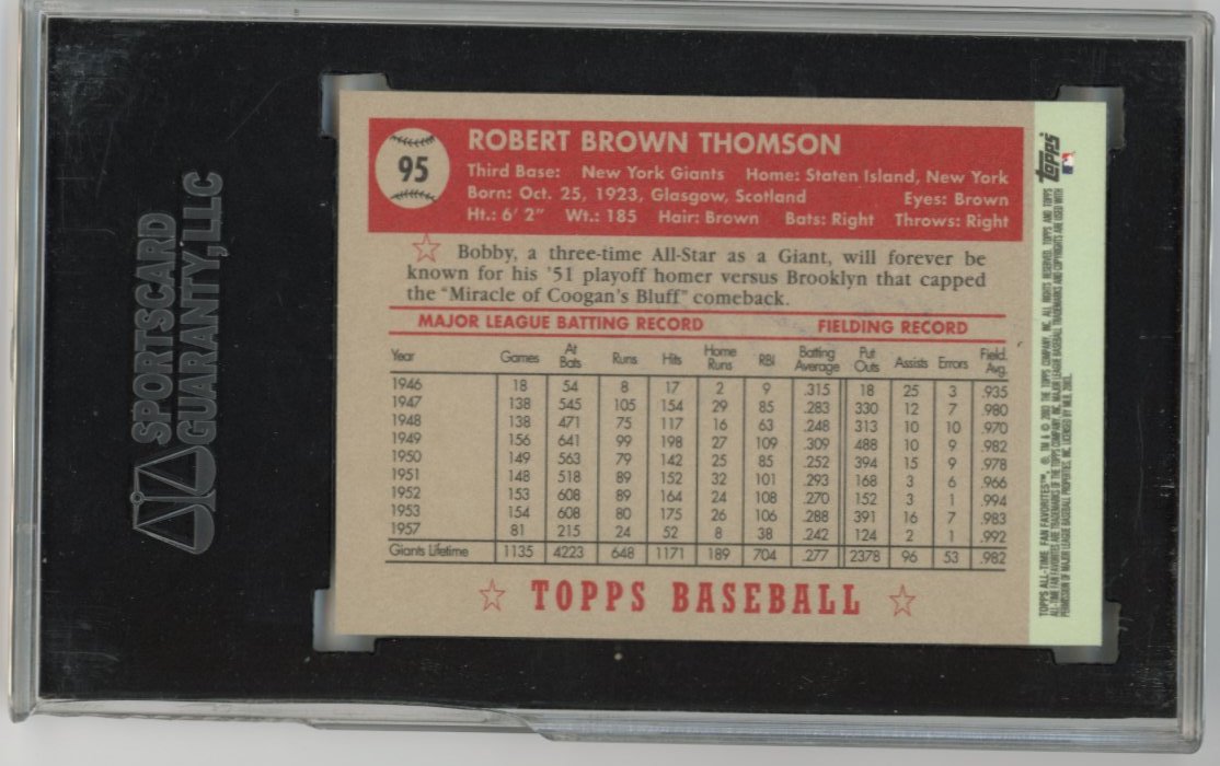 2003 Topps All-Time Fan Favorites Bobby Thomson #95 - Autograph SGC Authentic