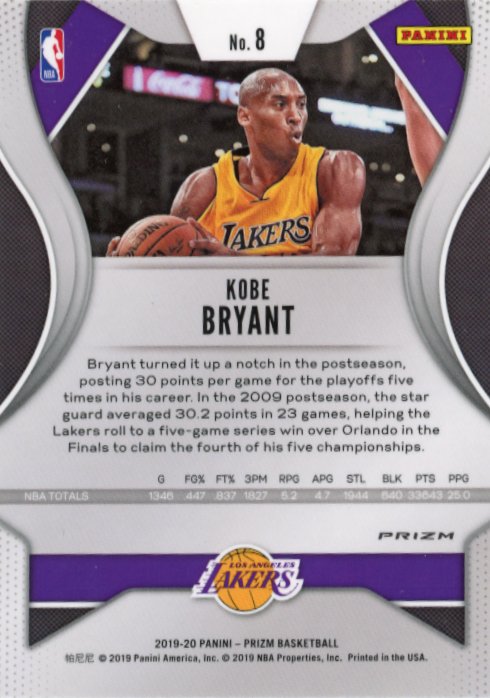 2019/20 Panini Prizm Kobe Bryant #8 - Red White Blue Lakers