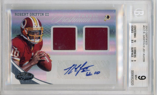 2012 Panini Certified Robert Griffin III Freshman Fabric #317 - #/299 Patch Autograph Beckett 9