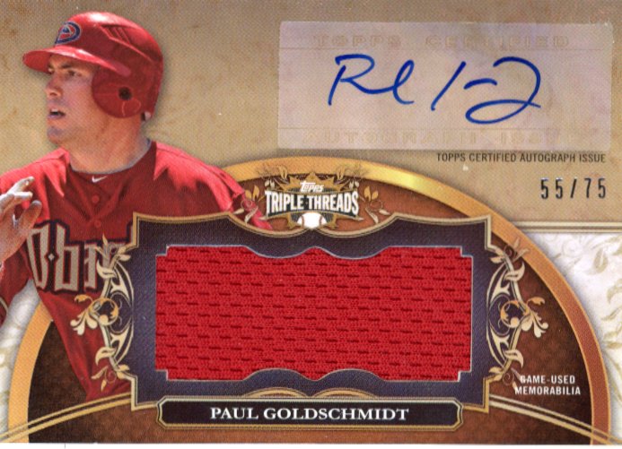 2013 Topps Triple Threads Paul Goldschmidt #UAJR-PG1 - #/75 Patch Autograph Cardinals