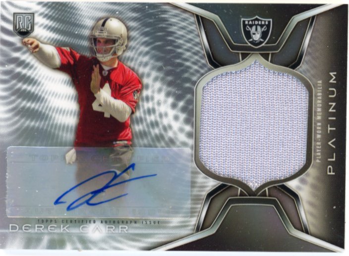 2014 Topps Platinum Derek Carr RC #ARP-DC - Patch Autograph Saints