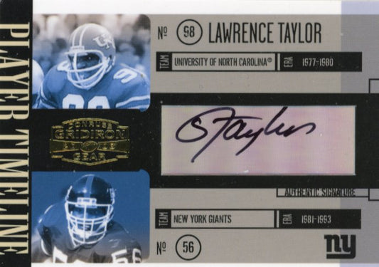 2006 Donruss Lawrence Taylor Player Timeline #PT-18 - #/50 Autograph Giants