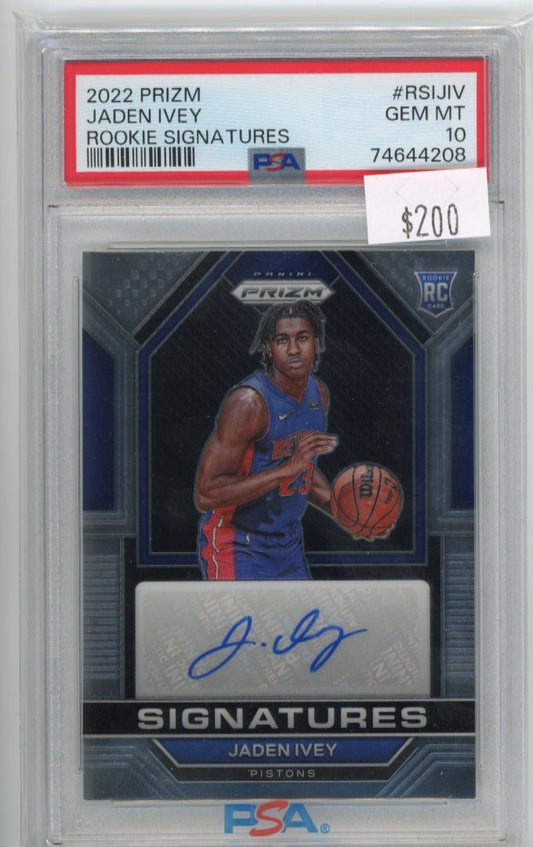 2022/23 Panini Prizm Jaden Ivey Signatures RC # RSI-JIV - Autograph Pistons PSA 10