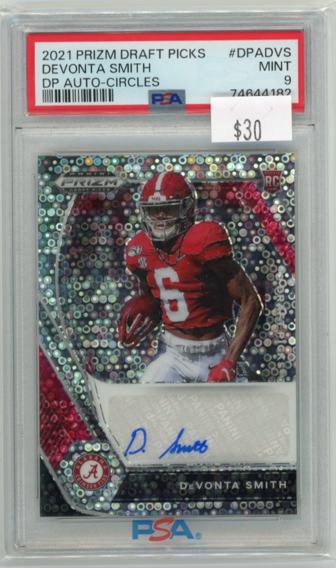 2021 Panini Prizm Draft Picks DeVonta Smith #DPA-DVS - Autograph Circles Eagles PSA 9