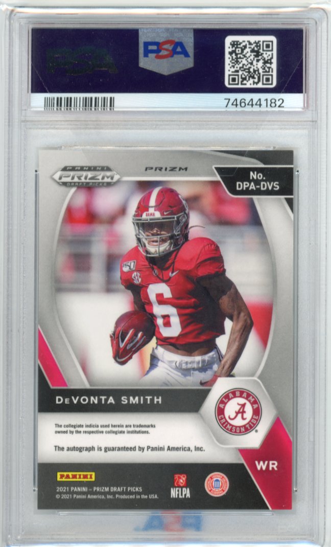 2021 Panini Prizm Draft Picks DeVonta Smith #DPA-DVS - Autograph Circles Eagles PSA 9