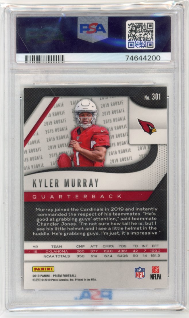 2019 Panini Prizm Kyler Murray RC #301 - Cardinals PSA 9