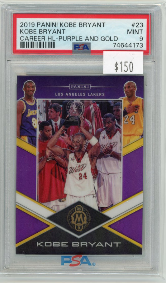 2019/20 Panini Prizm Kobe Bryant #23 - #/20 Purple & Gold Lakers PSA 9