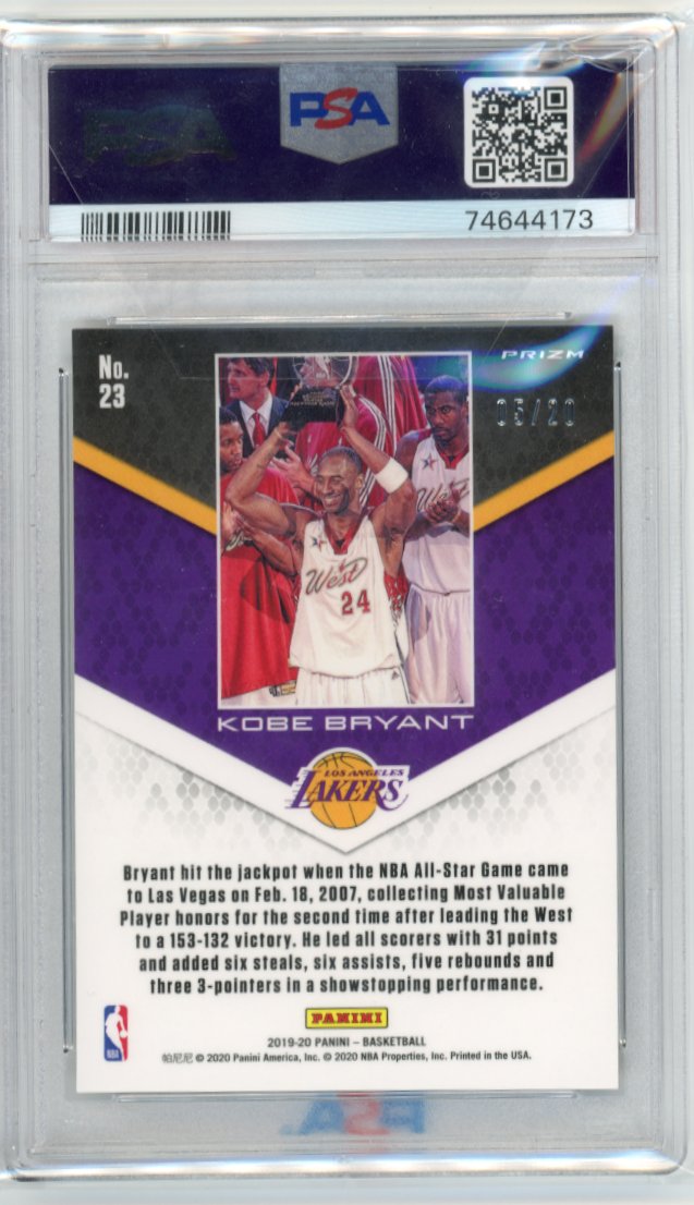 2019/20 Panini Prizm Kobe Bryant #23 - #/20 Purple & Gold Lakers PSA 9