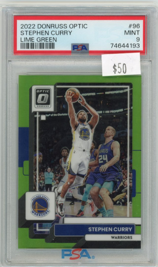 2022/23 Panini Donruss Optic Stephen Curry #96 - #/149 Lime Green Warriors PSA 9