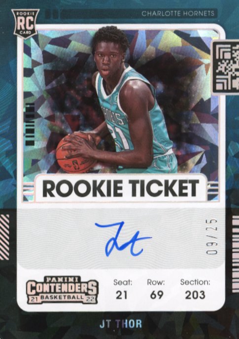 2021/22 Panini Contenders JT Thor Rookie Ticket RC #141 - Autograph Cracked Ice Hornets
