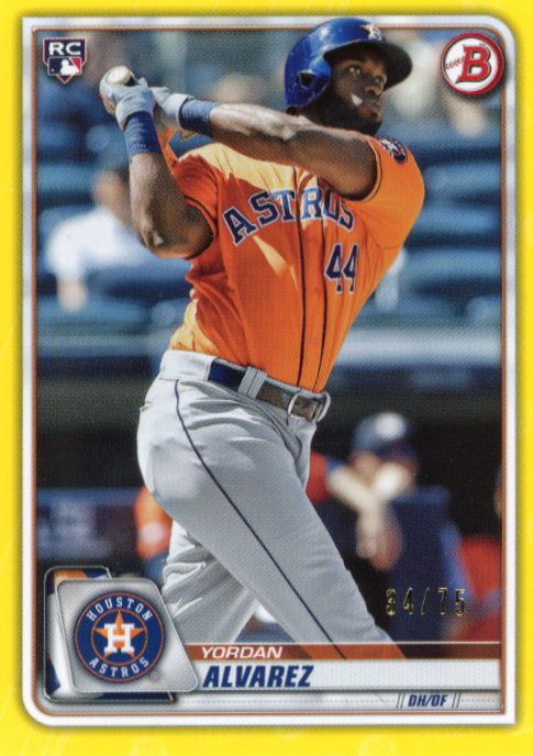 2020 Topps Bowman Yordan Alvarez RC #25 - #/75 Yellow Astros