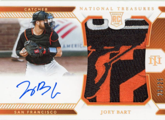 2021 Panini National Treasures Joey Bart RC #214 - #/25 Patch Autograph Giants