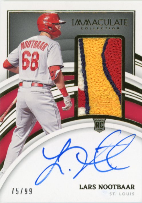 2022 Panini Immaculate Collection Lars Nootbaar RC #138 - #/99 Patch Autograph Gold Cardinals