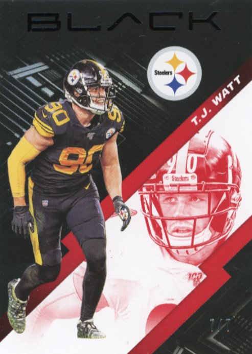 2020 Panini Black T.J. Watt #78 - #/7 Steelers