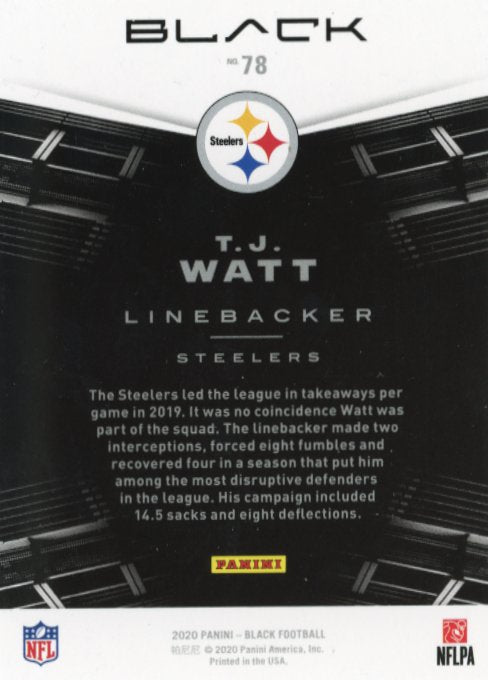 2020 Panini Black T.J. Watt #78 - #/7 Steelers